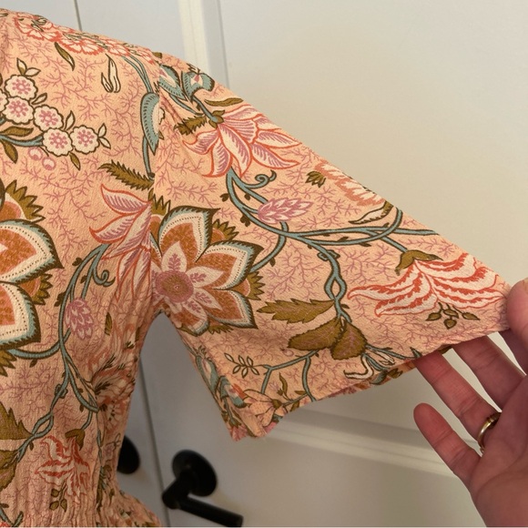 $188 SPARTINA 449 size M Elayne Splitneck Dress Calm Waters Floral Chintz - Picture 4 of 7